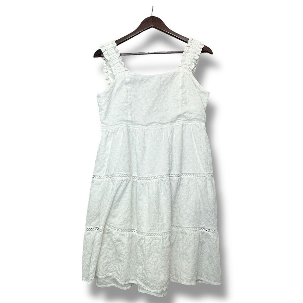 Hailey & Co Womens White Babydoll Midi Sundress Size M Boho Cottagecore Festival - Picture 3 of 7